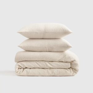 NWOT Quince European Linen Twin Duvet Cover Set with Single Sham